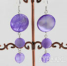 cute style purple disc shape shell earrings