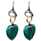 Wholesale Simple Fashion Heart Shape Phoenix Stone Dangle Earrings With Golden Loop