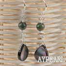 Fashion Agate And Natural Black Teardrop Shell Earrings