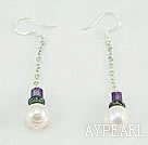 8-9Mm Natural Fresh Water Pearl Dangle Earrings With Fish Hook