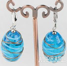Wholesale Lovely Sea Blue Colored Glaze Dangle Earrings With Lever Back Hook