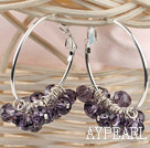 trendy manmade purple faceted crystal hoop earrings