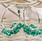 trendy manmade green faceted crystal hoop earrings