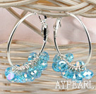 trendy manmade shinning blue faceted crystal hoop earrings