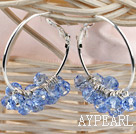trendy manmade light blue faceted crystal hoop earrings