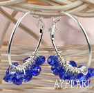 trendy manmade gem blue faceted crystal hoop earrings