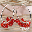 trendy manmade red faceted crystal hoop earrings