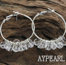 trendy manmade clear faceted crystal hoop earrings