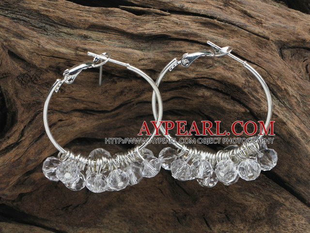 trendy manmade clear faceted crystal hoop earrings