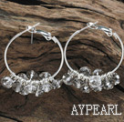 trendy manmade light grey faceted crystal hoop earrings