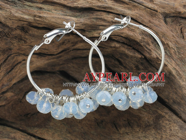 trendy manmade faceted opal crystal hoop earrings