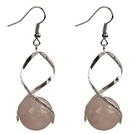 Wholesale Fashion Design Rose Quartz Beads Spiral Shape Dangle Earrings