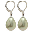 drop shape light yellow sea shell beads earrings