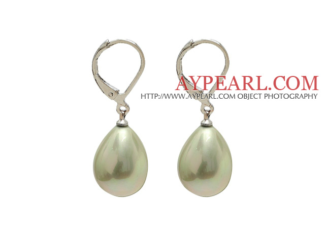 drop shape light yellow sea shell beads earrings