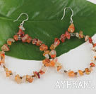 Large-diameter circle agate chips earrings