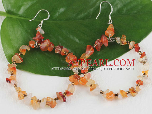 Large-diameter circle agate chips earrings
