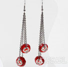 Wholesale Dangle Style Red Colored Glaze Long Earrings