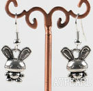 Lovely rabbit animal shape CCB silver like earrings