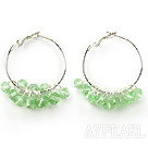 trendy manmade light green crystal hoop earrings