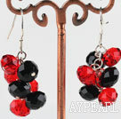 trendy manmade cluster style black and red crystal earrings