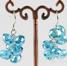 trendy manmade cluster style blue crystal earrings