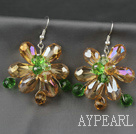 Fashion Style Champagne Series Champagne and Colorful Crystal Flower Earrings