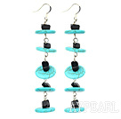 dangling style turquoise and black stone earrings