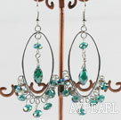 Wholesale lovely green manmade crystal loop earrings