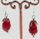 Nice Turbinate Shape Red Colored Glaze Dangle Earrings With Fish Hook