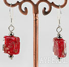 lovely square shape red colored glaze earrings