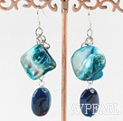 white pearl blue shell and agate earrings