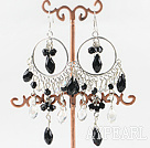 chandelier style white and black crystal earrings