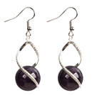 Fashion Design Amethyst Beads Spiral Shape Dangle Earrings