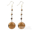 Fashion Loop Chain Style TigerS Eye Dangle Earrings With Fish Hook