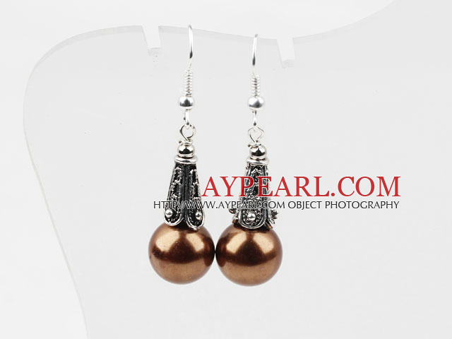 Classic Design Coffee Color Shell Beads Earrings