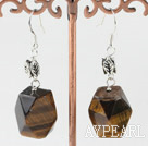 chunky tiger eyes earrings with leaf charm