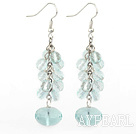Fashion Loop Chain Cluster Style Switzerland Blue Crystal Drop Earrings With Fish Hook