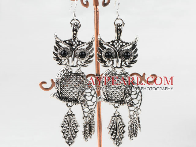 lovely owl animal shape tibet siver earrings