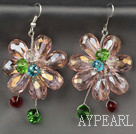 Fashion Style Pink Series Pink and Colorful Crystal Flower Earrings