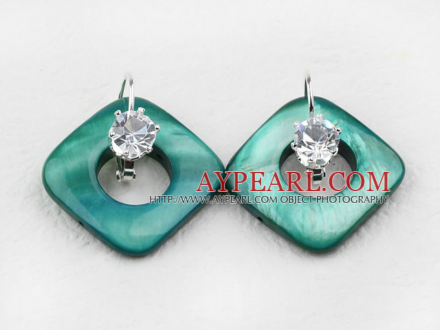 noble rhinestone and green shell earrings