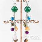 lovely dangling style colorful agate ball earrings
