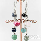 lovely dangling style colorful gemstone ball earrings