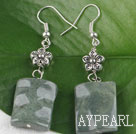 chunky style green jade earrings with flower charm
