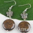 chic gold jasper earrings with butterfly charm