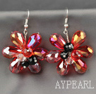 Fashion Style Red Series Red and Colorful Crystal Flower Earrings
