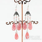 Wholesale chandelier style drop shape cherry quartze earrings