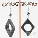 black flower jade earrings with hollow center