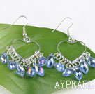 lovely mandmade light blue crystal earrings on heart metal loop