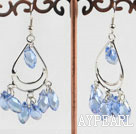 Lovely Long Style Light Blue Teardrop Crystal Loop Dangle Vintage Earrings