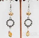 Wholesale dangling yellow manmade crystal earrings with rhinestone